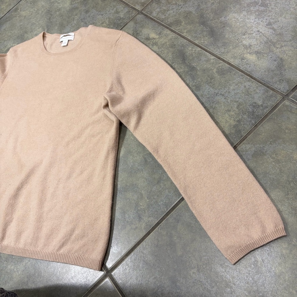 Charter Club 2-Ply Tan 100% Cashmere Sweater Pullover Womens Sz L Career Minimal - Picture 4 of 9